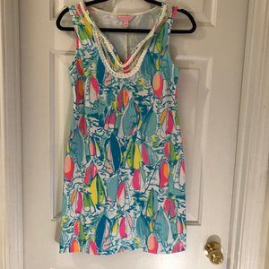 NWT Lilly Pulitzer Harper Shift Multi Beach and Bae XS Embellished V-Neck